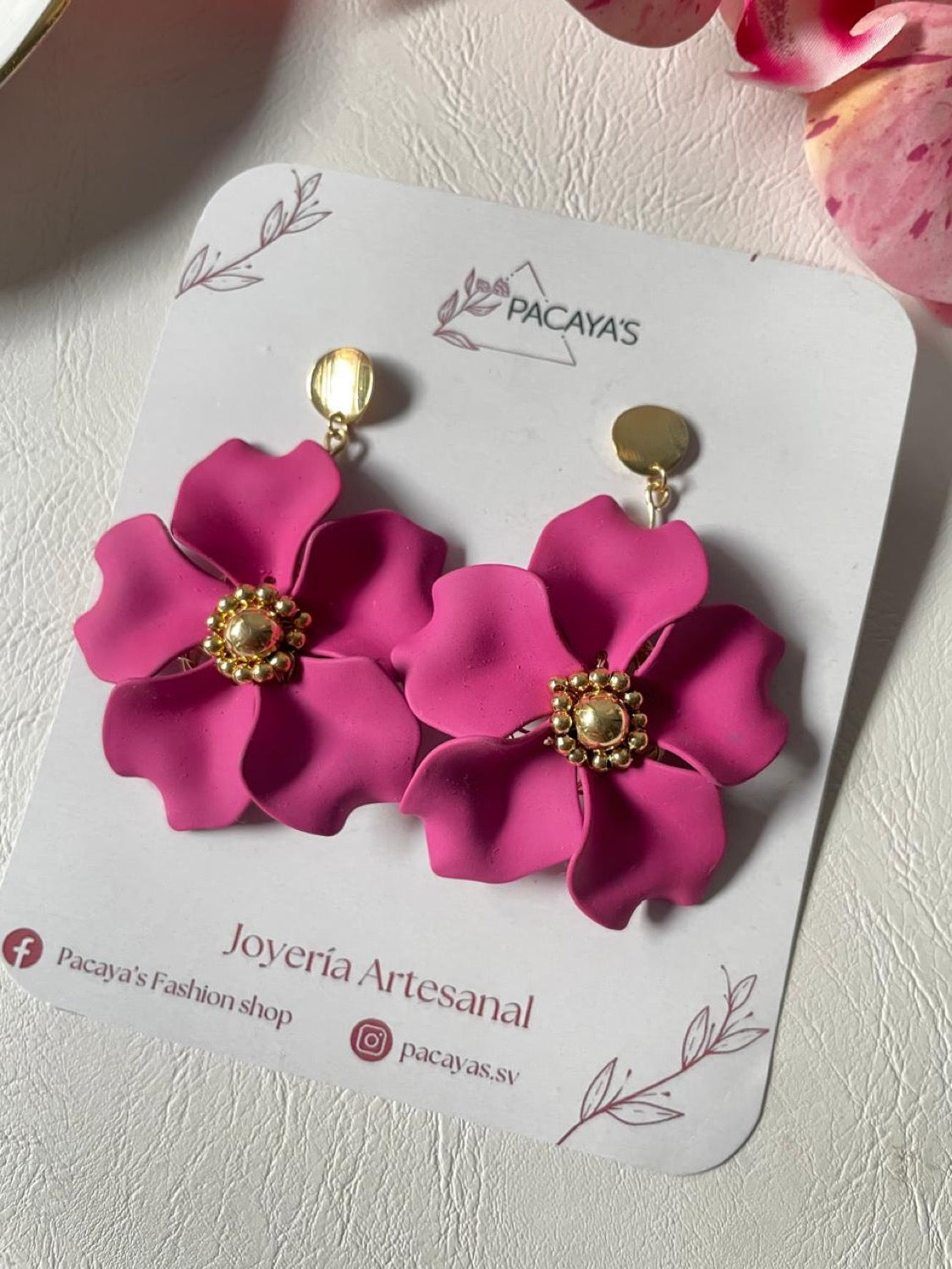 Aretes flor grande acri oro lam