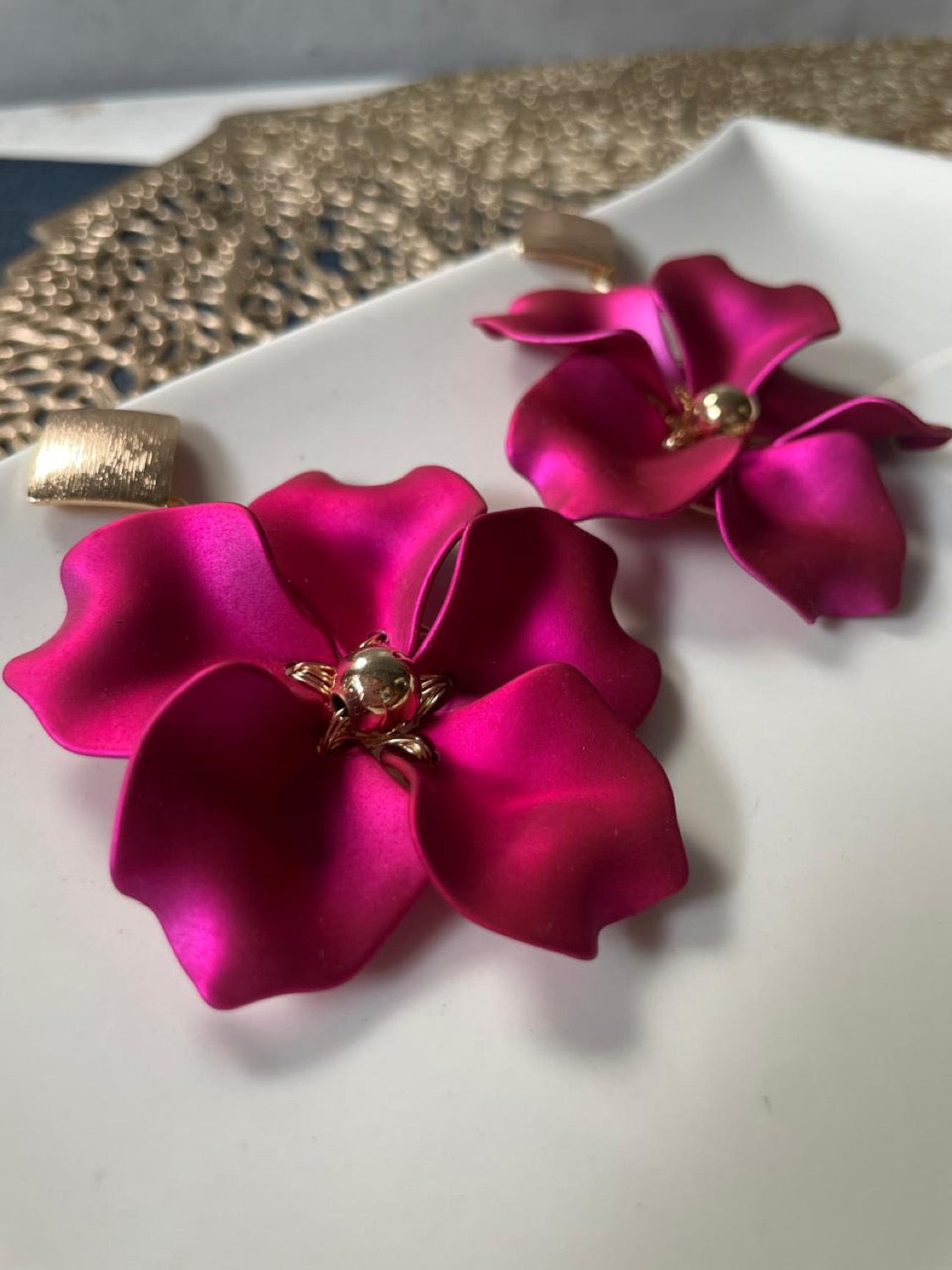 Aretes flor grande acri oro lam