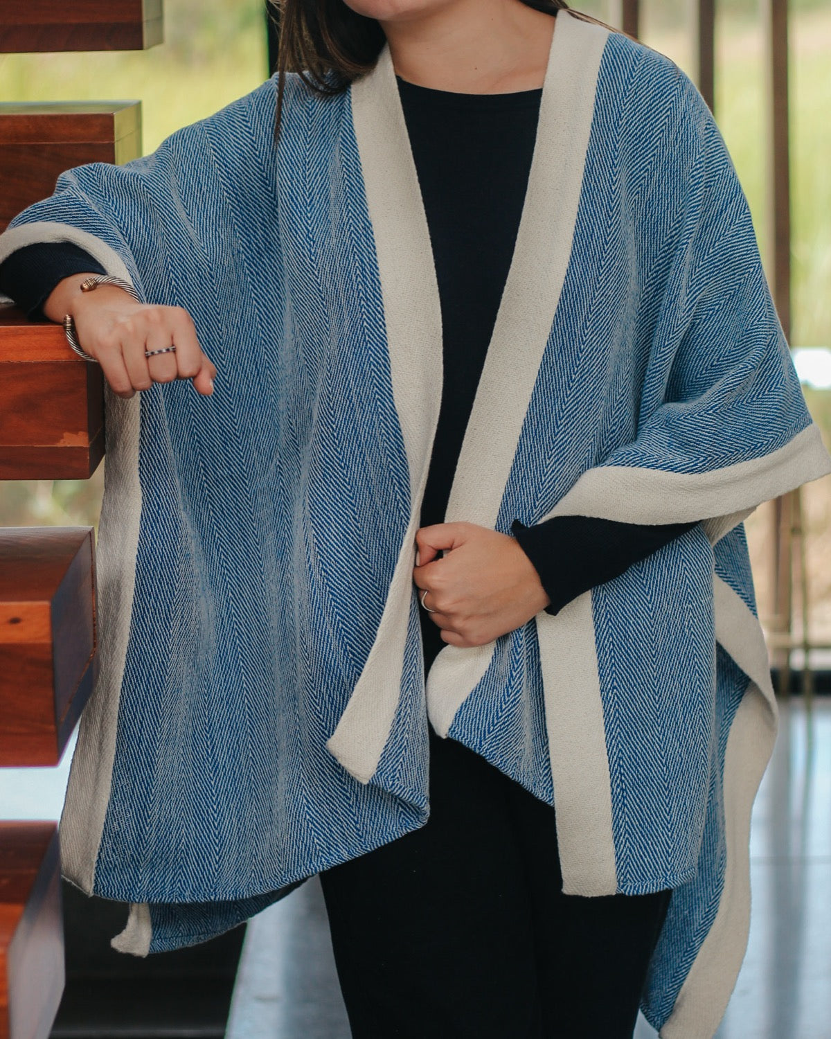 Poncho Cojute Combinado azul