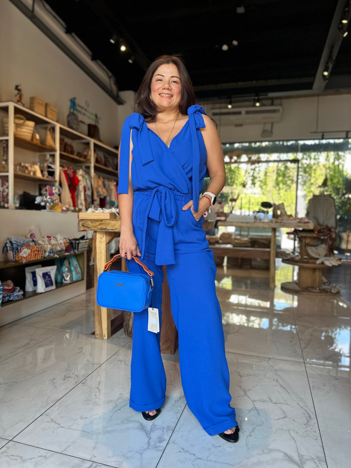 Blue strap jumpsuit