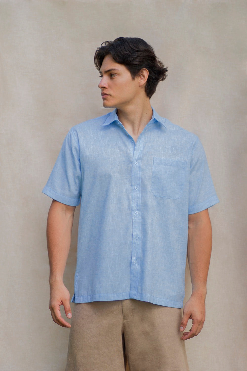 Camisa manga corta celeste