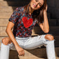 Tees print + corazon de lentejuela