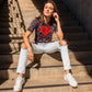 Tees print + corazon de lentejuela