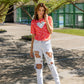 Tees print + corazon de lentejuela
