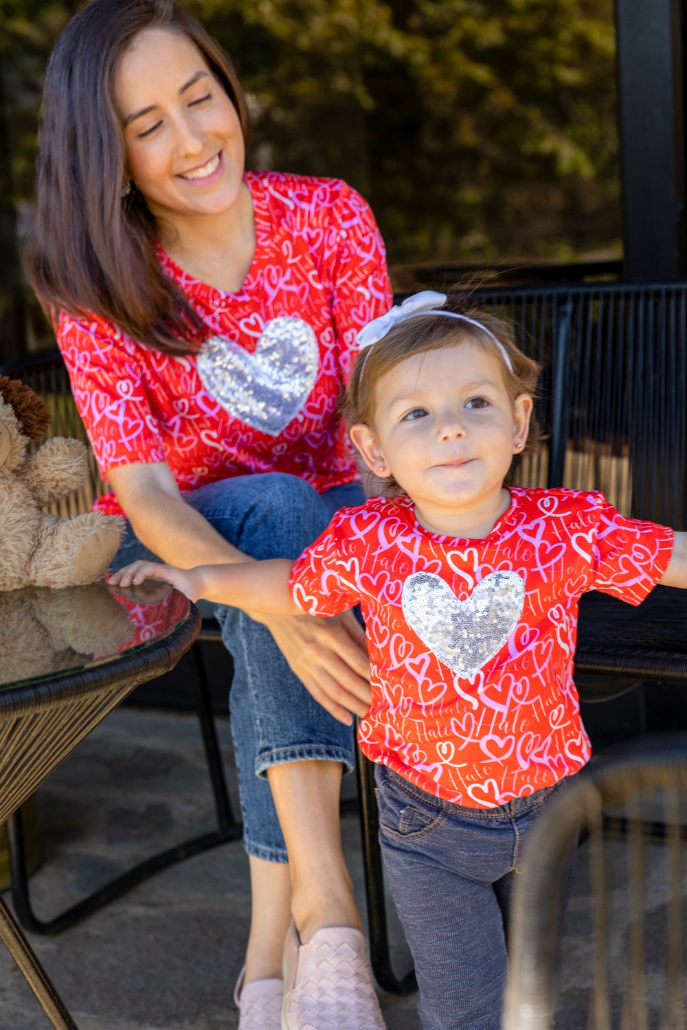 Tees print + corazon de lentejuela