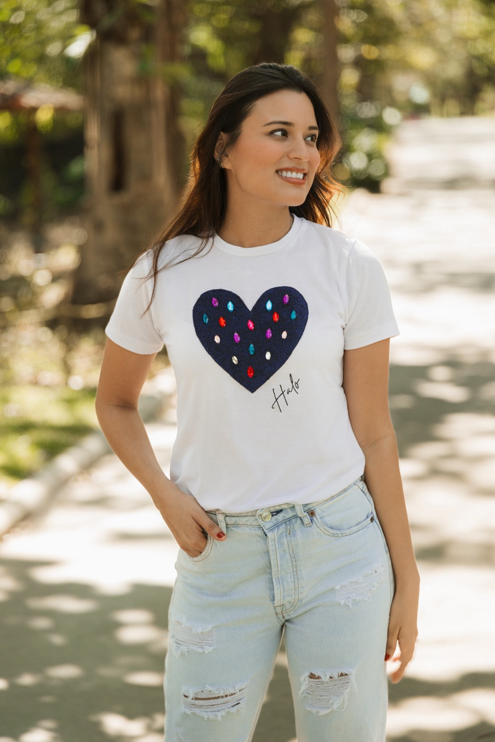 Tees blancas "Lluvia de diamantes"