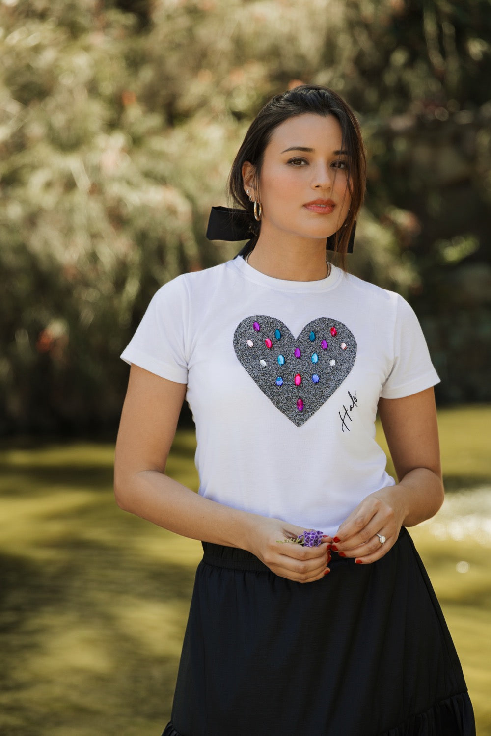 Tees blancas "Lluvia de diamantes"
