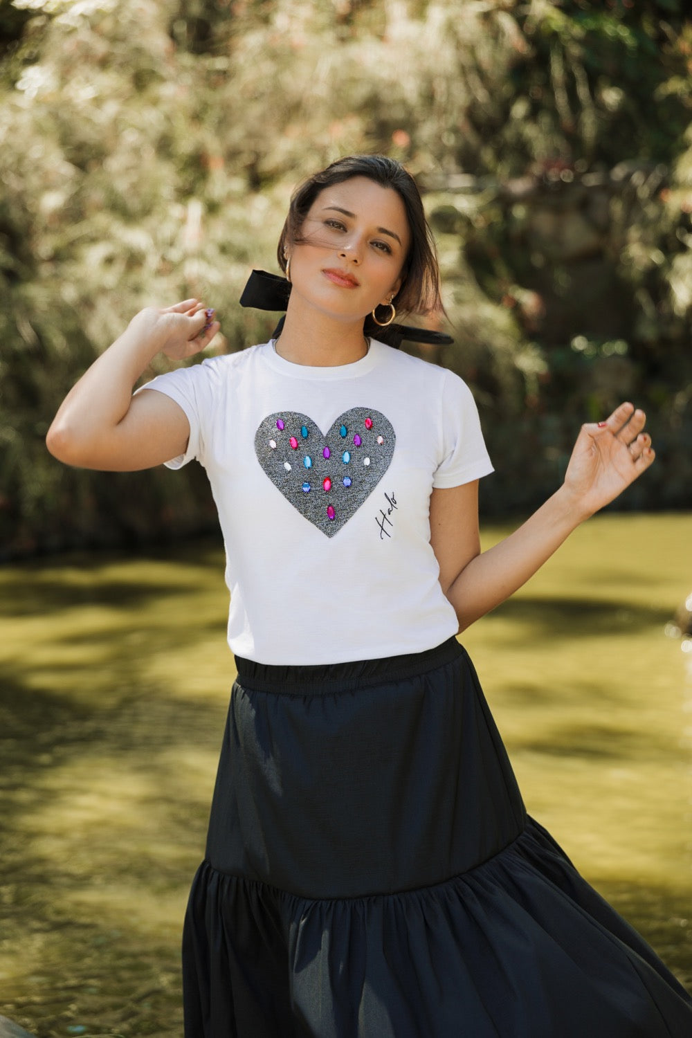 Tees blancas "Lluvia de diamantes"