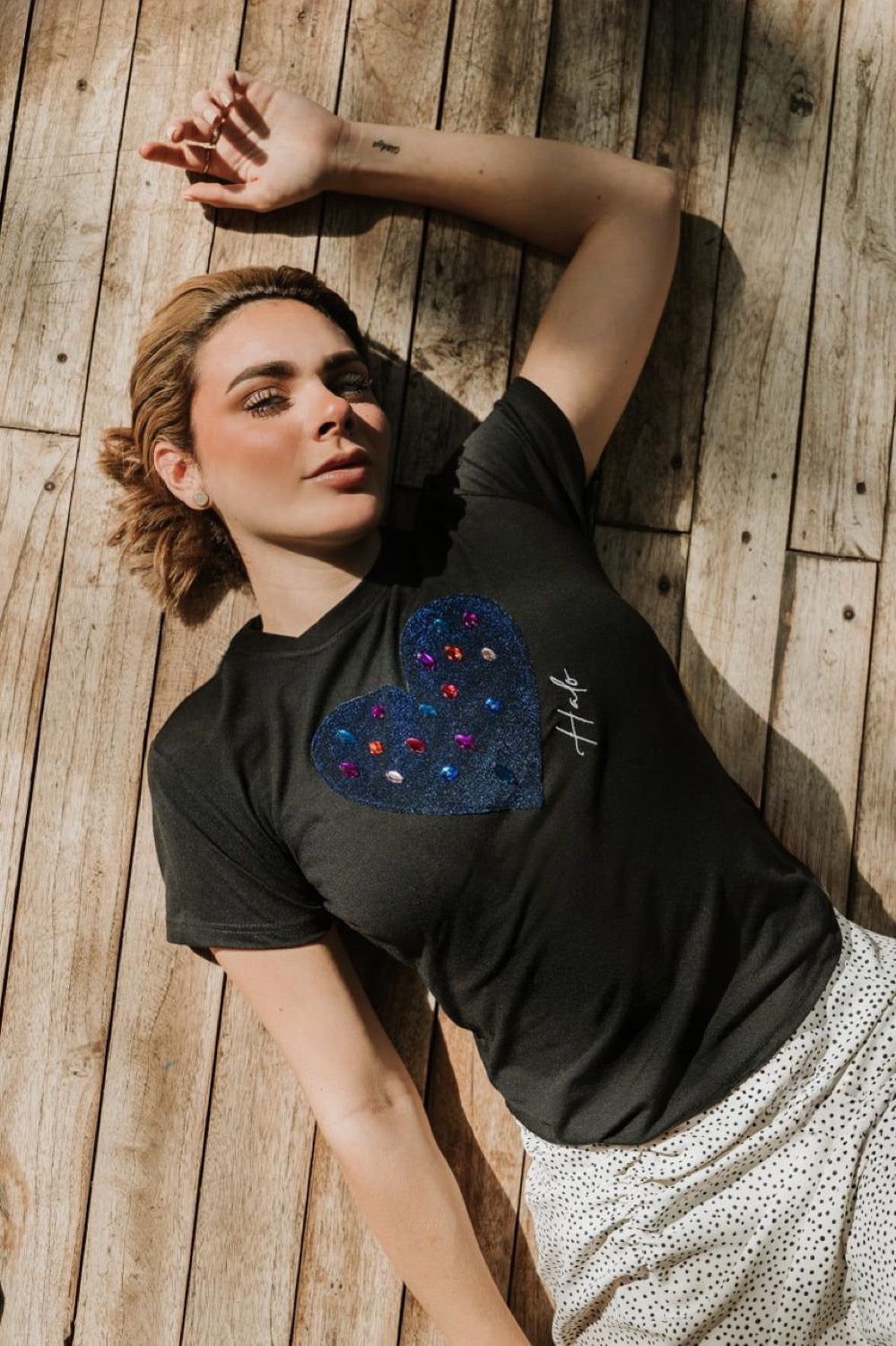 Tees negras "Lluvia de diamantes"