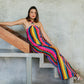 Open Back con laza de amarre de rayas de colores