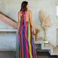 Open Back con laza de amarre de rayas de colores