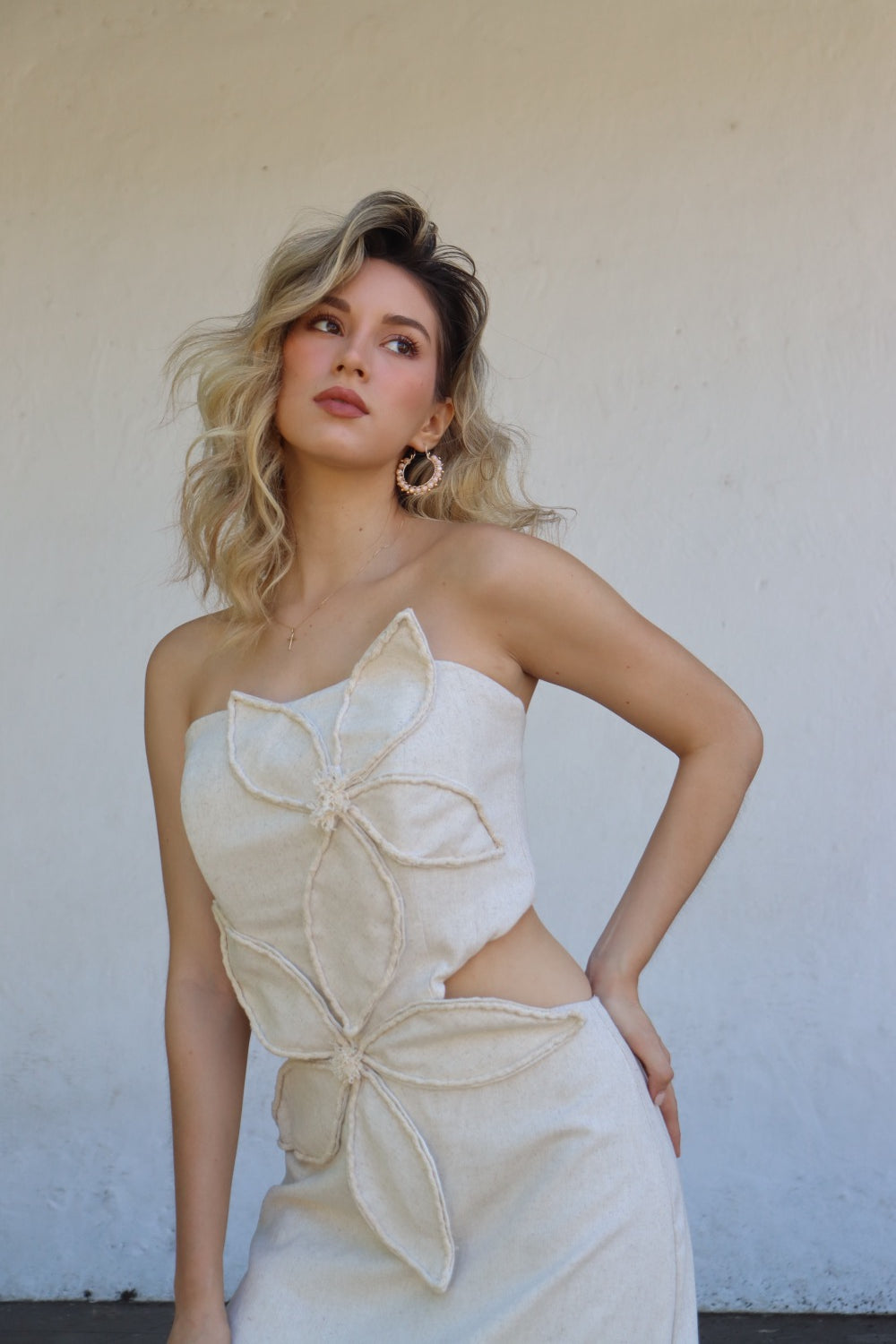 Linen dress with flowers