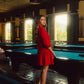 Red midi shirt dress
