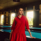 Red midi shirt dress