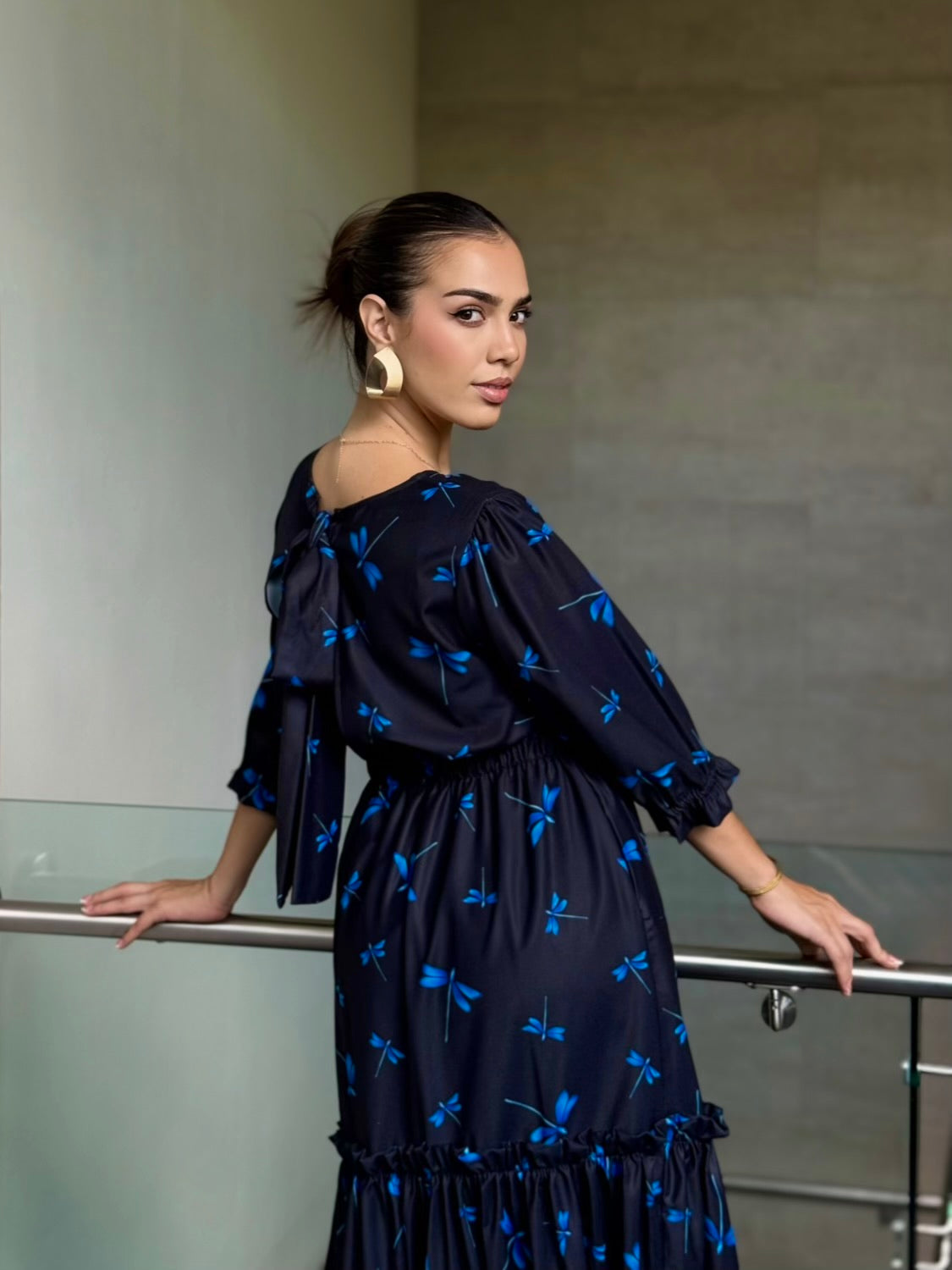 Vestido largo negro Libelulas