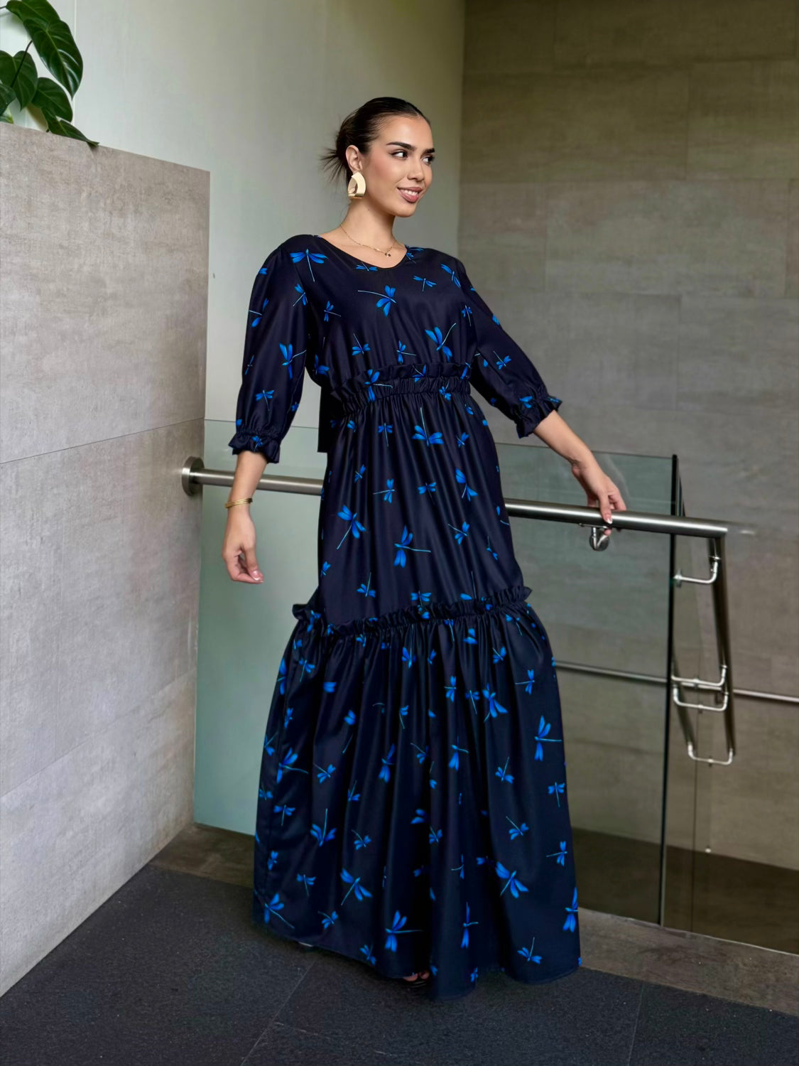 Vestido negro maxi un tiempo de libelulas