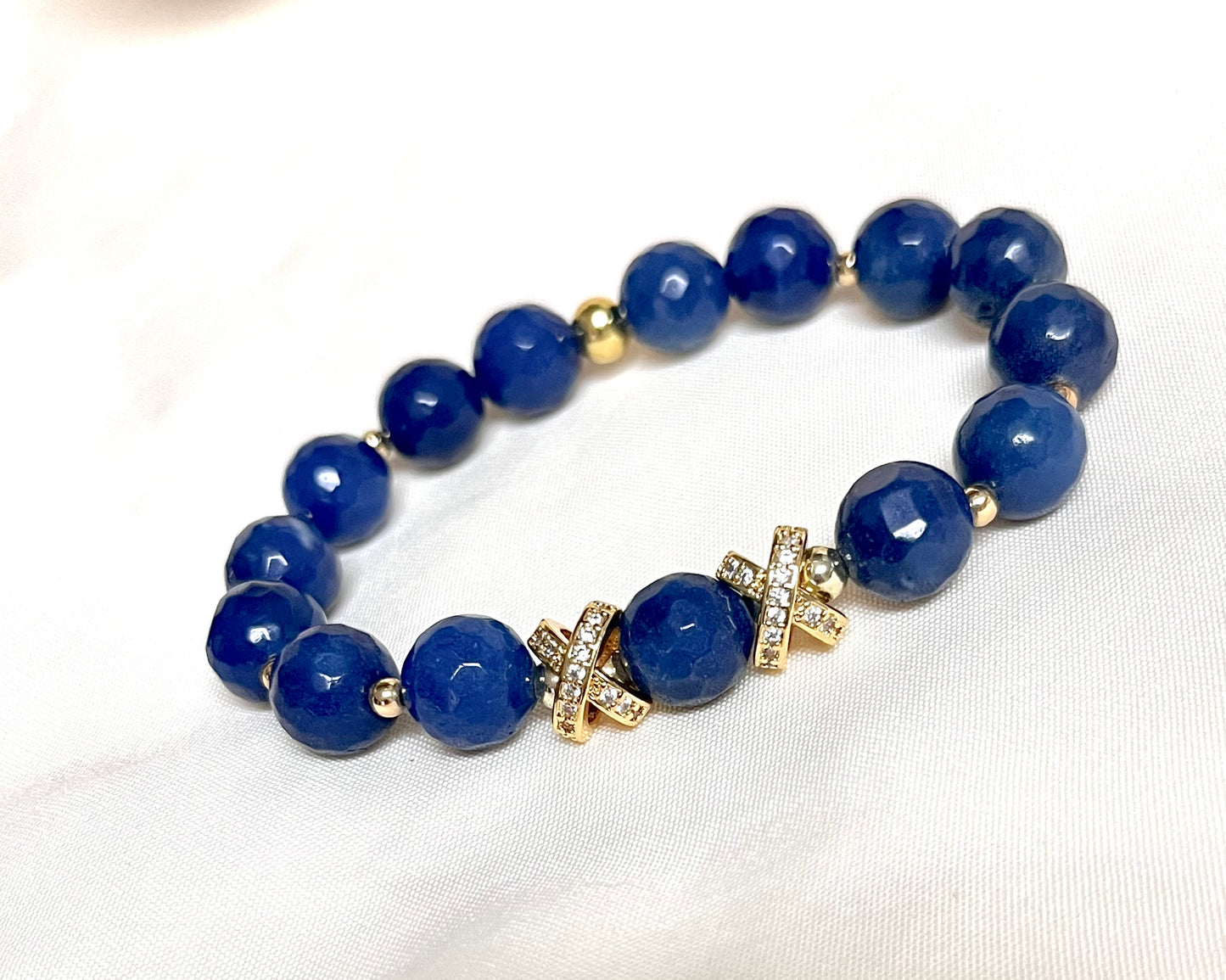 Pulsera Cuarzo Facetado Conectores C/Circonias