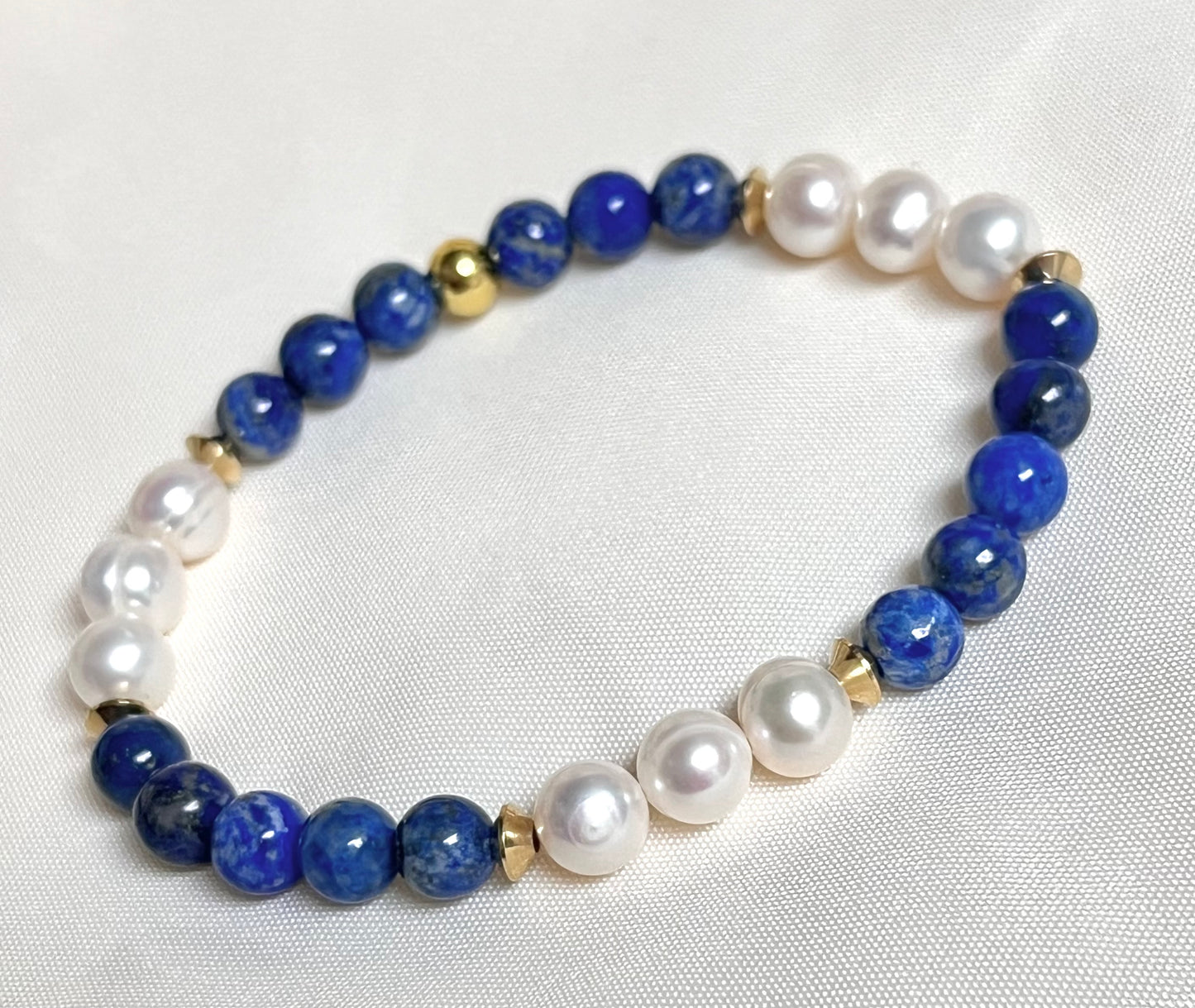 Pulsera Lapislazuli Y Perlas Cultivadas 6mm