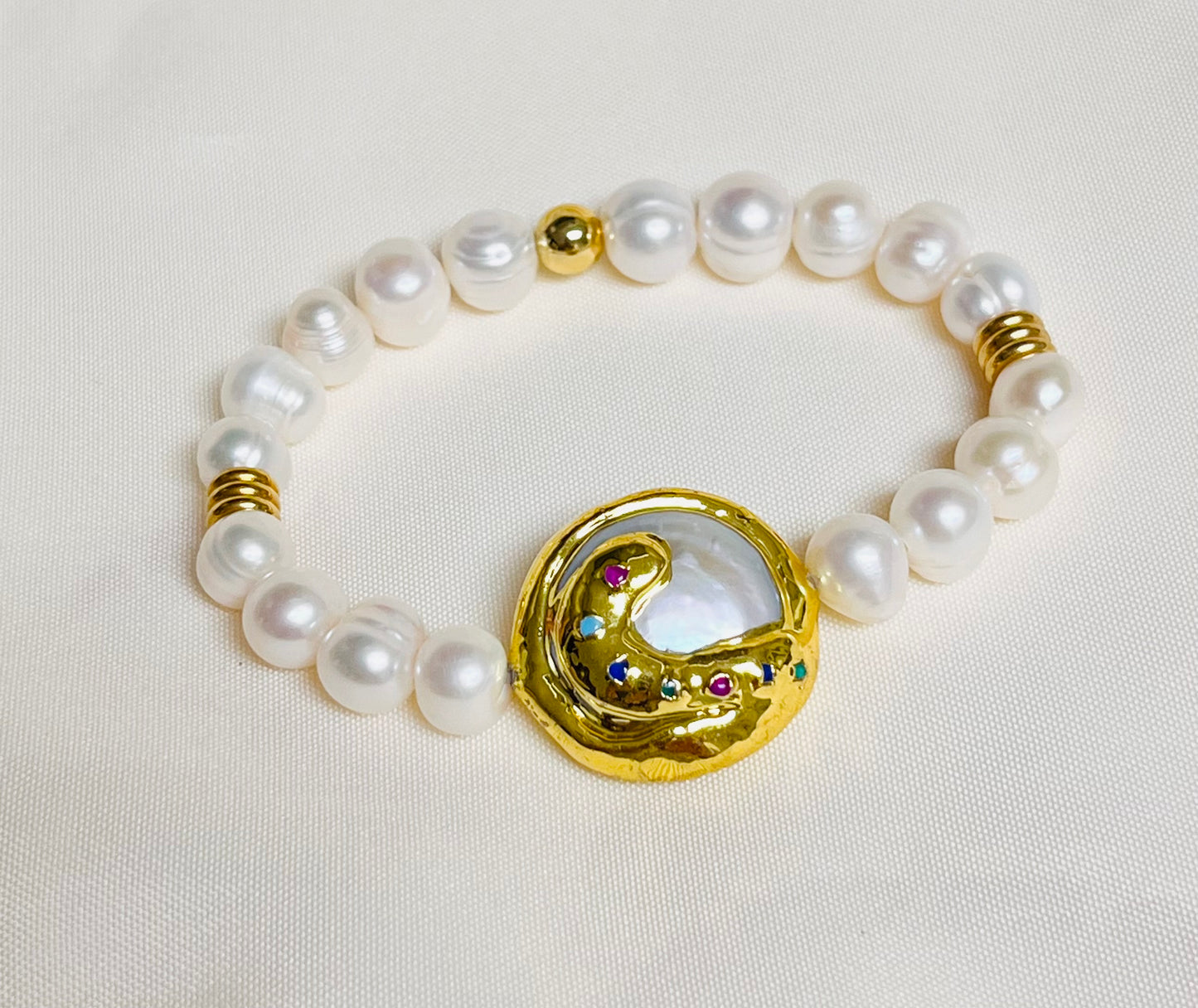 Pulsera Perlas Cultivadas Y Conector Perla Barroca