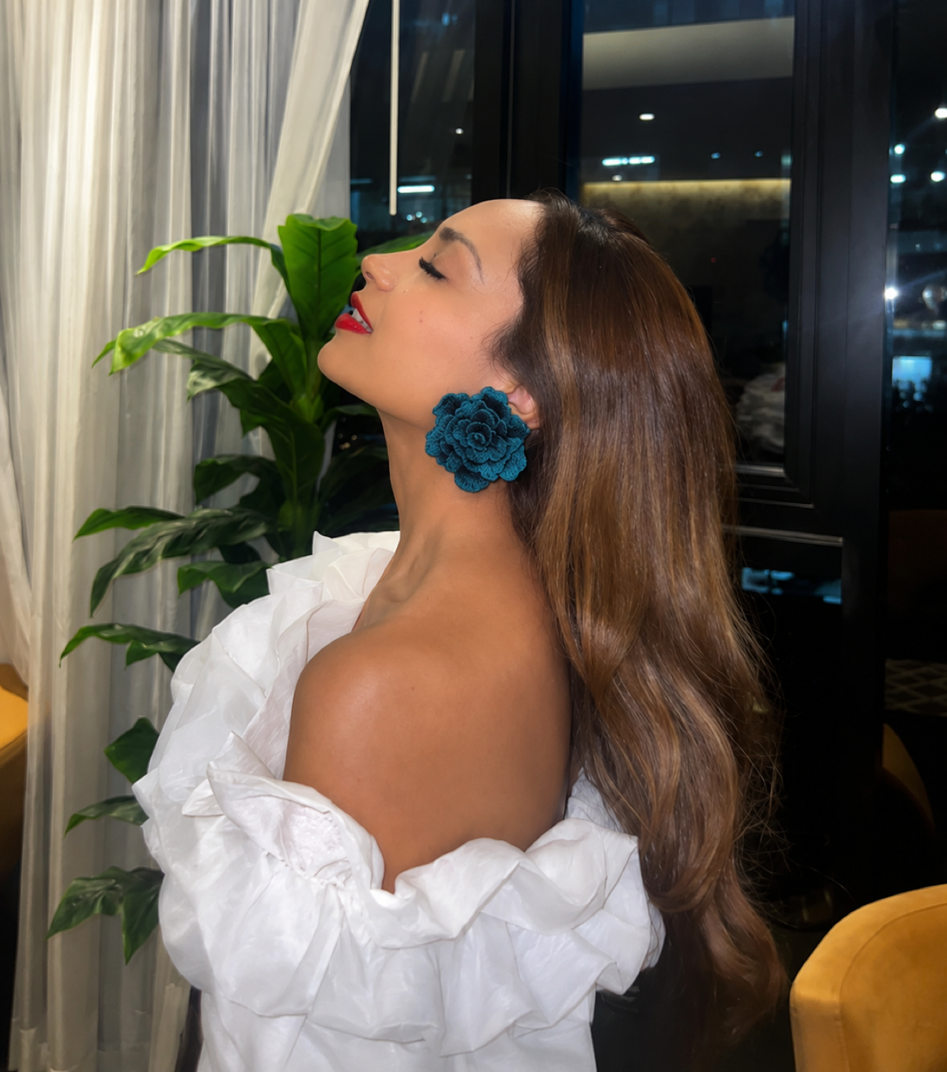 Aretes de Rosas Azulado