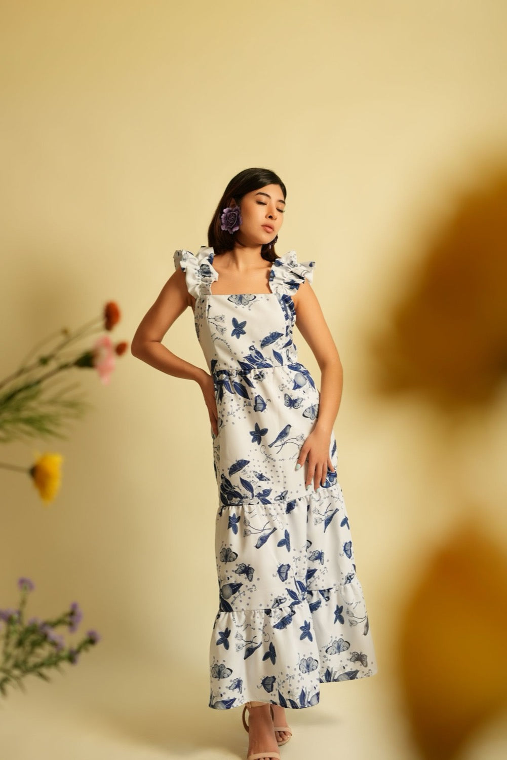 Vestido maxi la vida es bella print navy