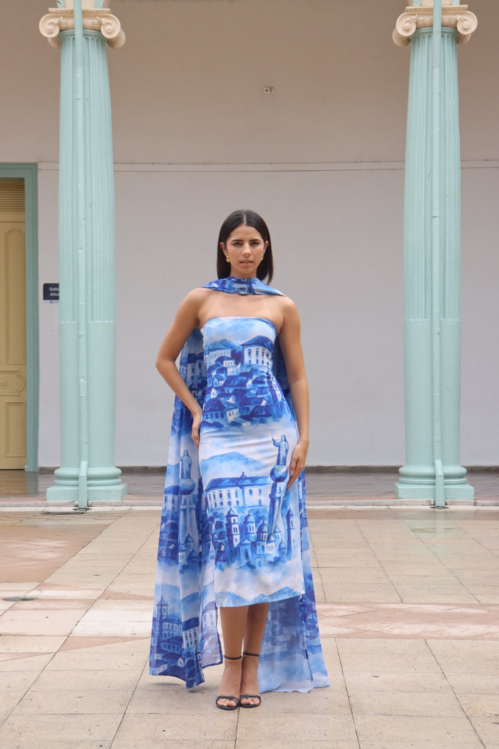 Vestido paraiso azul maxi