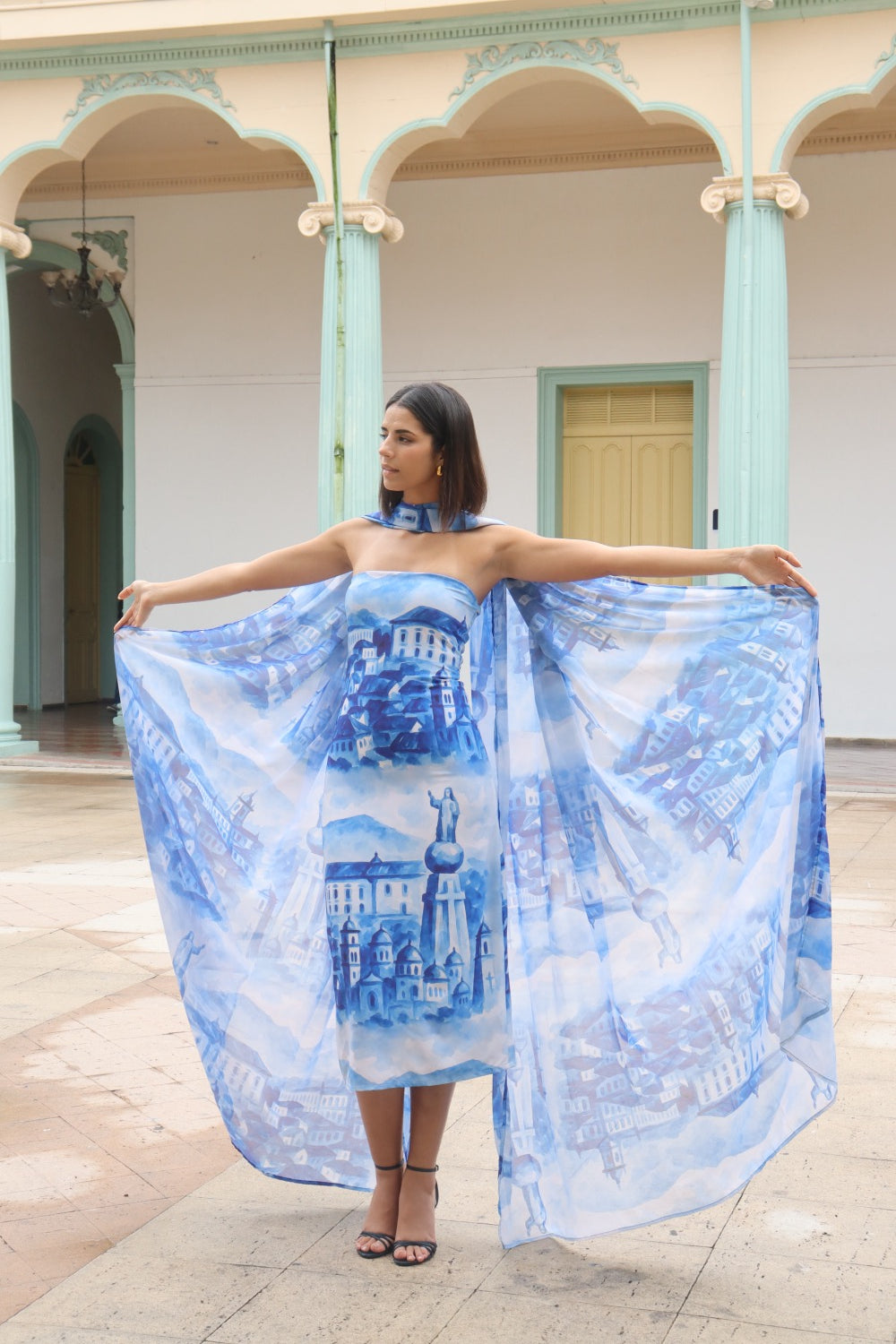 Vestido paraiso azul maxi