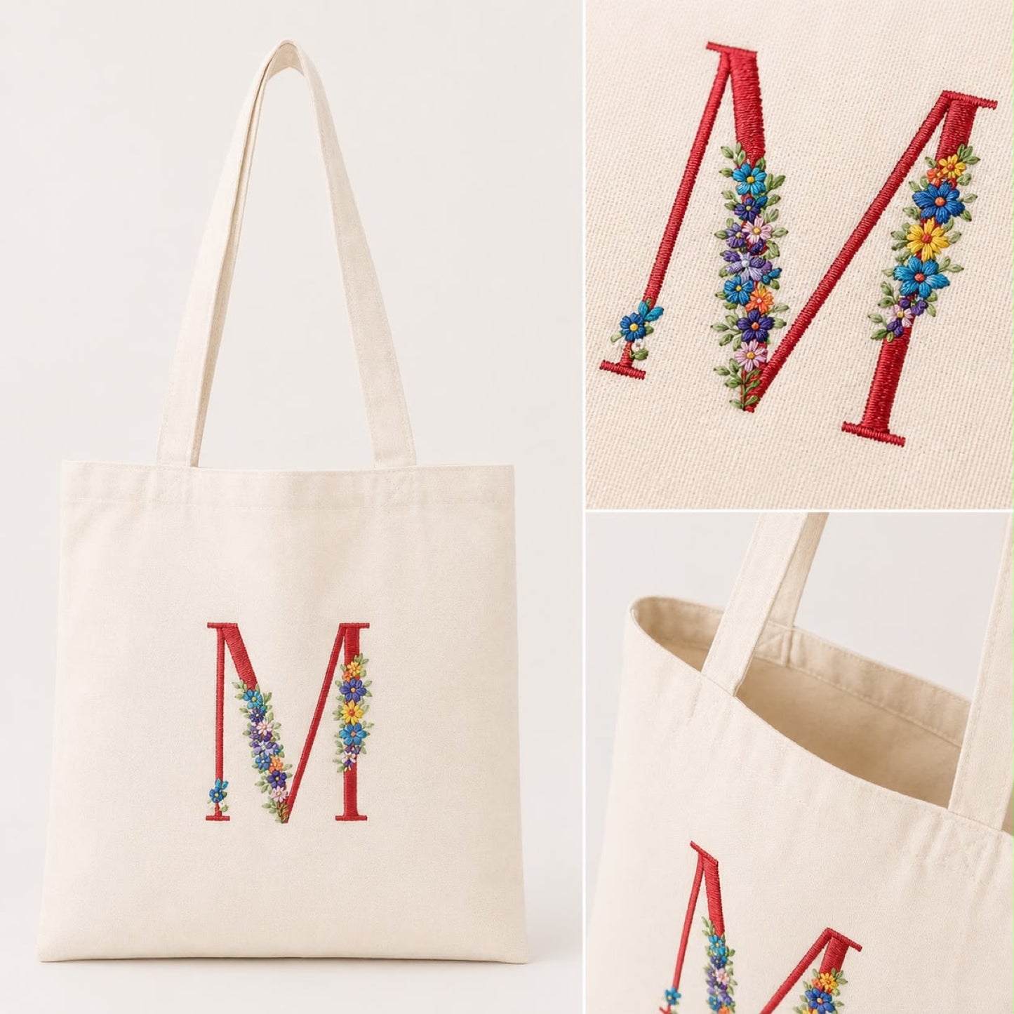Tote bag bordada con iniciales